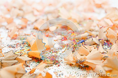 Crayon shavings on white background Stock Photo