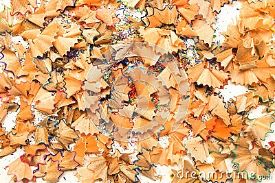 Crayon shavings on white background Stock Photo