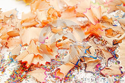 Crayon shavings on white background Stock Photo