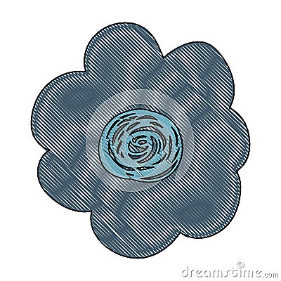 Crayon silhouette of hand drawing dark blue flower Vector Illustration