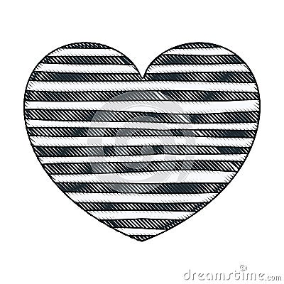 Crayon silhouette of hand drawing dark blue lines in heart shape decorative Vector Illustration