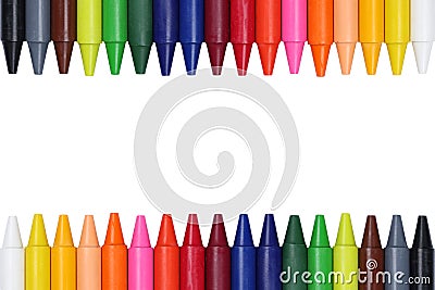 Crayons for children forming a frame Stock Photo