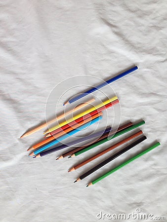 Crayons. Colored Pencils on white background. Stock Photo
