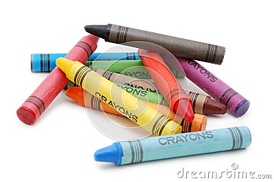 Crayons lying in chaos Stock Photo