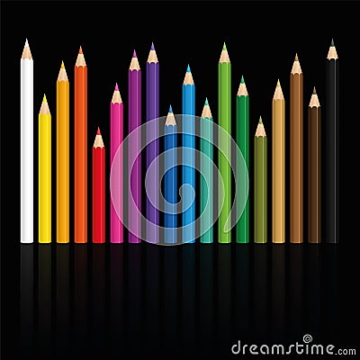 Crayons Set Different Lengths Vector Illustration