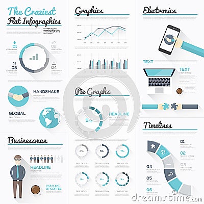 The craziest flat infographics and modern business elements Vector Illustration