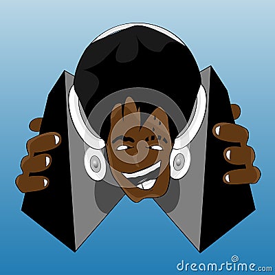 Crazy afro hairstyle DJ Vector Illustration