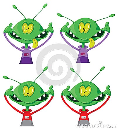 Crazy alien set Vector Illustration