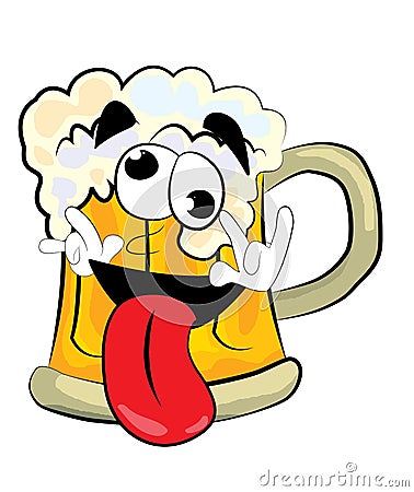 Crazy beer cartoon Cartoon Illustration