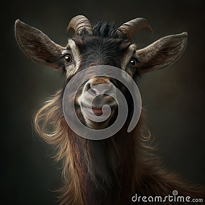 crazy black goat portrait Stock Photo