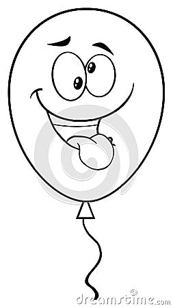 Crazy Black And White Balloon Cartoon Mascot Character. Vector Illustration