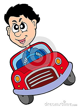 Crazy car driver Vector Illustration