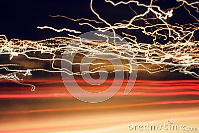 Crazy Car Lights in Highway Stock Photo