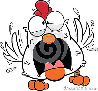 Crazy Cartoon Chicken Vector Illustration