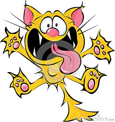 Crazy cat cartoon Vector Illustration