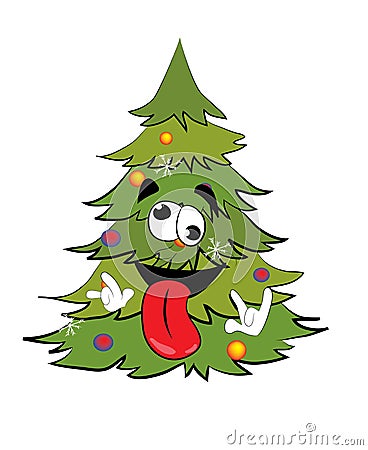 Crazy christmas tree cartoon Cartoon Illustration