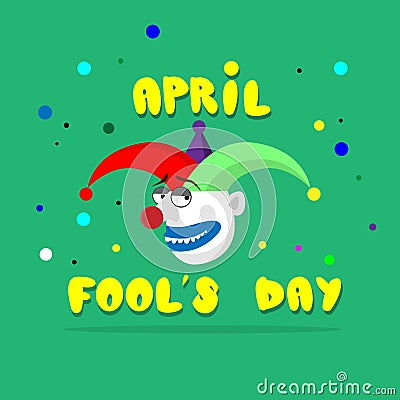 Crazy Clown Face First April Day, Fool Holiday Concept Vector Illustration