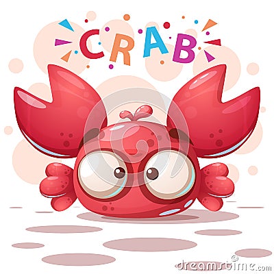 Crazy crab - cute cartoon illustration Vector Illustration