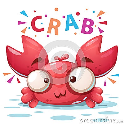 Crazy crab - cute cartoon illustration Vector Illustration