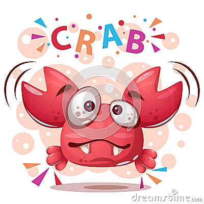 Crazy crab - cute cartoon illustration Vector Illustration