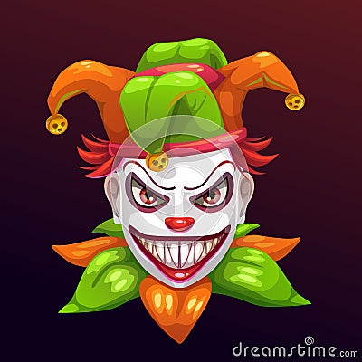 Crazy creepy joker face Vector Illustration