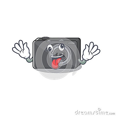 Crazy digital camera on a cartoon table Vector Illustration