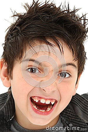 Crazy Face Close Up Child Stock Photo