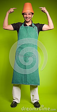 Crazy gardener Stock Photo