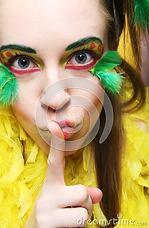 Crazy girl with bright make up Stock Photo