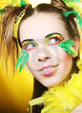 Crazy girl with bright make up Stock Photo