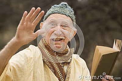 Crazy guru in the desert Stock Photo
