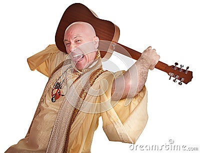 Crazy Guru With Guitar Stock Photo