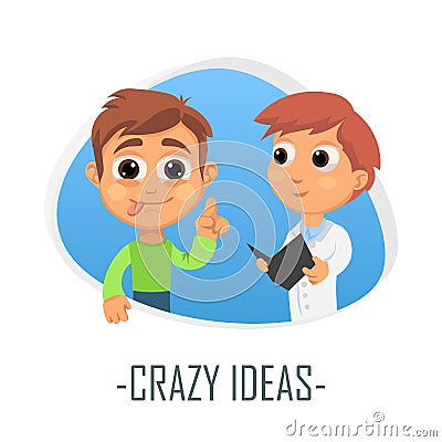 Crazy ideas medical concept. Vector illustration. Cartoon Illustration