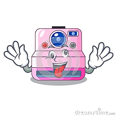 Crazy instant camera isolated on a mascot Vector Illustration