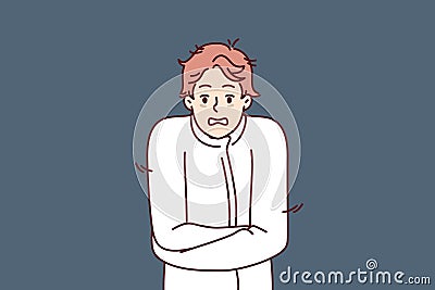 Crazy man in straitjacket needs urgent psychiatric help after nervous breakdown or bipolar disorder Vector Illustration