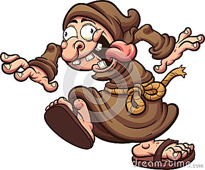 Crazy monk Vector Illustration