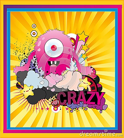 Crazy monster Vector Illustration