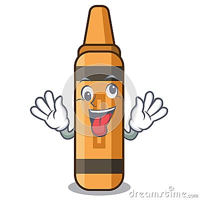 Crazy orange crayon in a cartoon wallet Vector Illustration