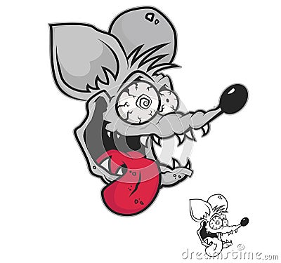 Crazy rat head vector Vector Illustration