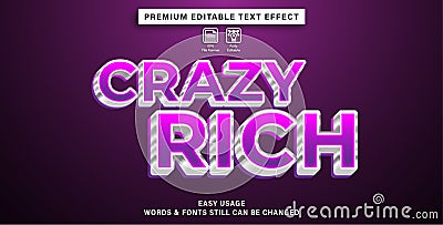 Crazy rich editable text effect Vector Illustration