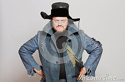 Crazy Russian man with ear Stock Photo