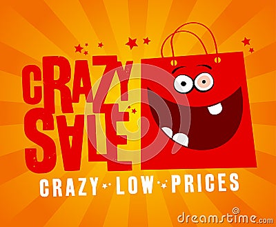 Crazy sale banner. Vector Illustration