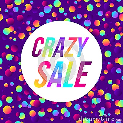 Crazy sale web banner, lots of colorful lines, frame for text Vector Illustration