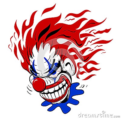 Crazy Scary Clown Cartoon Illustration Cartoon Illustration