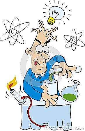 Crazy scientist Vector Illustration