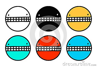 Crazy smiling creature monster colorful set icon logotype in cartoon doodle style Vector Illustration