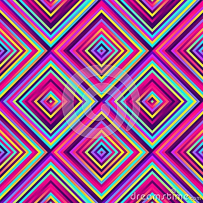 Crazy squares - bright geometric pattern with bold neon colors Vector Illustration