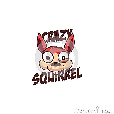 Crazy Squirrel mascot logo, Funny Squirrel making weird face illustration Vector Illustration