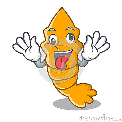 Crazy steamed fresh raw shrimp on mascot cartoon Vector Illustration