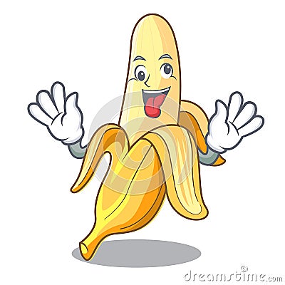 Crazy tasty fresh banana mascot cartoon style Vector Illustration